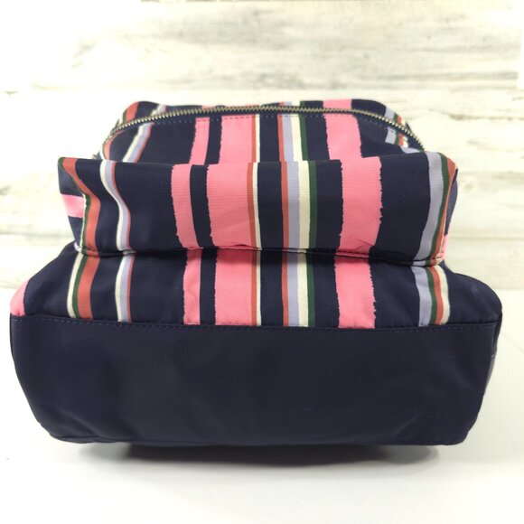 TORY BURCH TILDA STRIPED NYLON MEDIUM BACKPACK WITH ZIP CLOSURE NAVY BLUE PINK.. - Picture 12 of 16